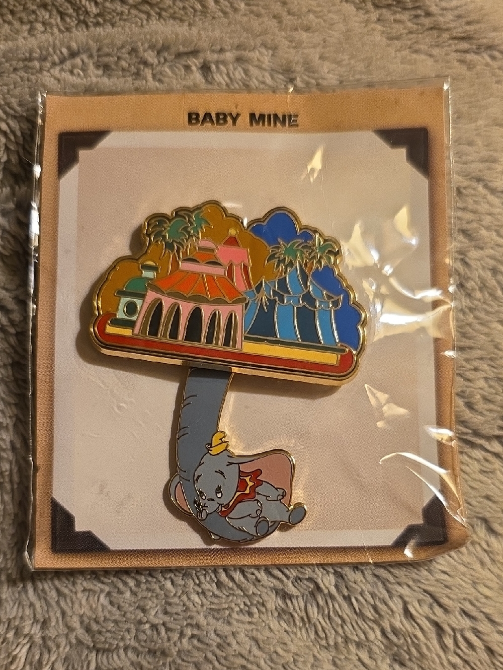 Vintage Disney Limited Edition Dumbo Enamel Pin with Colorful Carousel Design